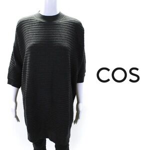 COS Womens Wool Knit Round Neck Long Sleeve Pullover Sweater Dress Gray - XS